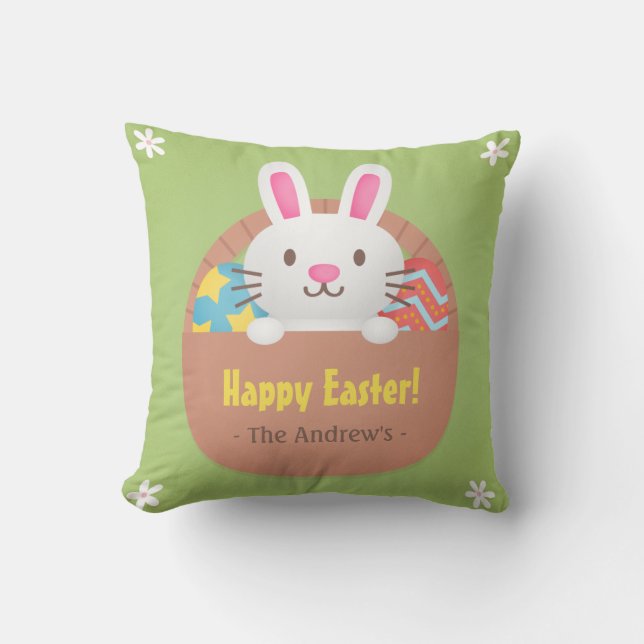 Lapin de Pâques heureux et Coussin de Décoration d (Recto)