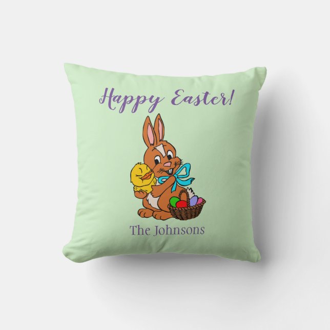 Lapin de Pâques heureux et jet de coussin de pouss (Recto)