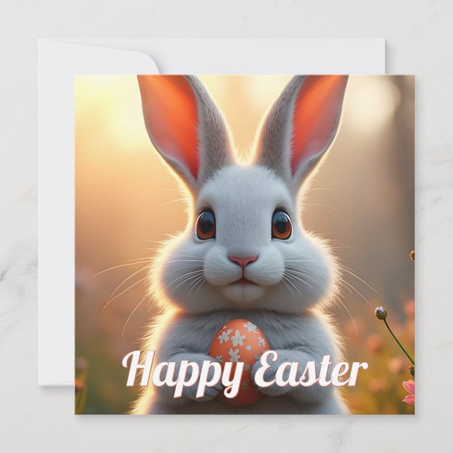 Lapin de Pâques joyeux dans la magie du printemps (Devant)