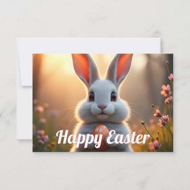 Lapin de Pâques joyeux dans la magie du printemps (Devant)