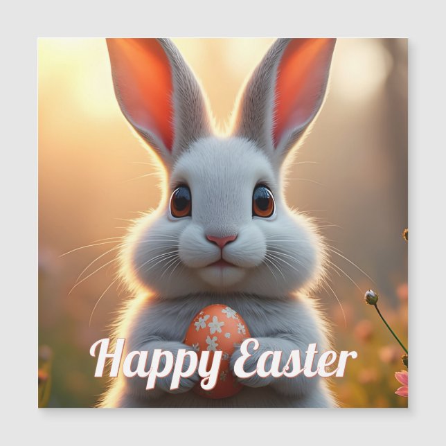 Lapin de Pâques joyeux dans la magie du printemps (Devant)