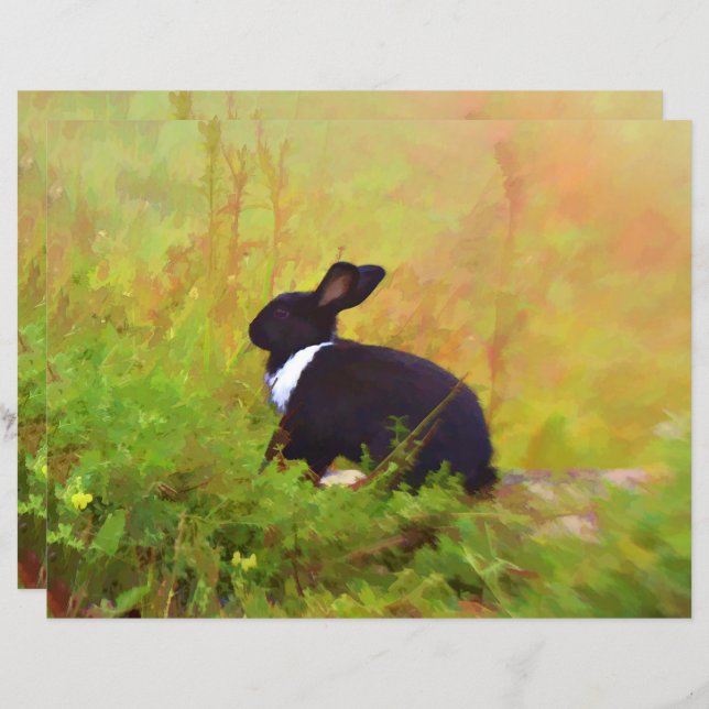 Lapin de Pâques Lapin Vert Noir Bois Animal (Devant / Derrière)