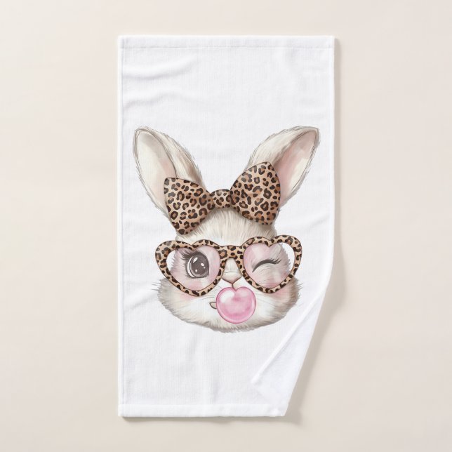 Lapin de Pâques Lunettes Mignonnes Léopard Lapin d (Serviette à main)