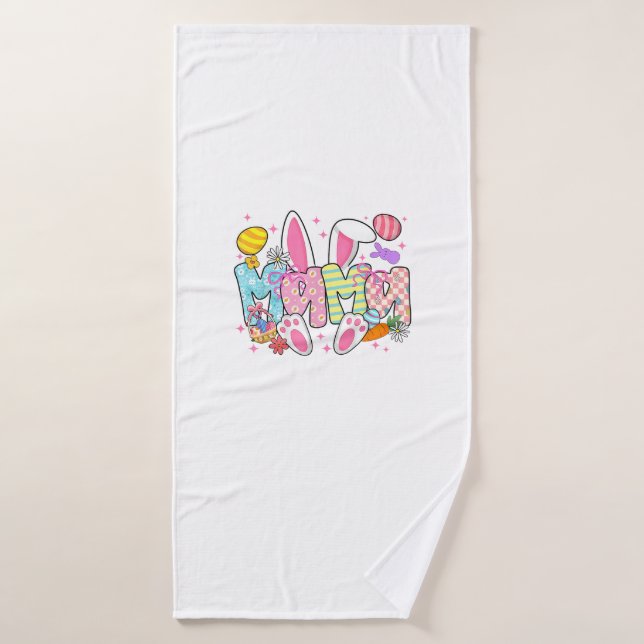Lapin de Pâques Maman Oreilles Coquette Nœud Lapin (Serviette de bain)