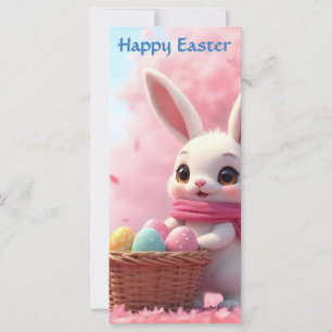 Lapin de Pâques mignon avec panier d'œufs colorés
