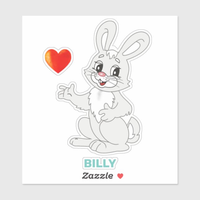 Lapin de Pâques mignon et autocollant de cœur (Feuille)