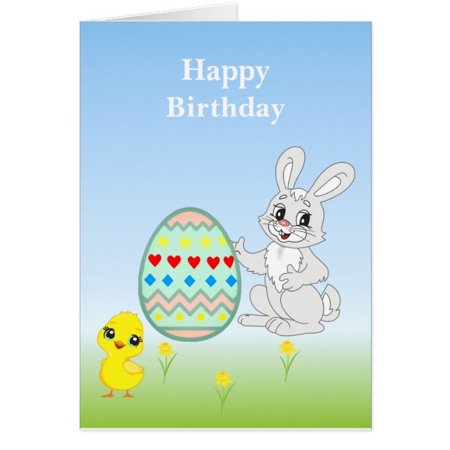 Lapin de Pâques multicolore et carte d'anniversair (Devant)