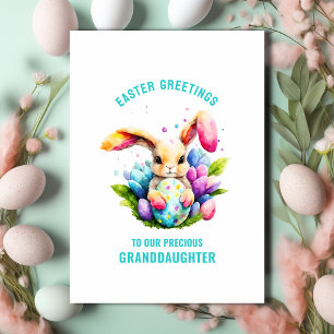 Lapin de Pâques Peignant des Œufs Carte de Vœux po