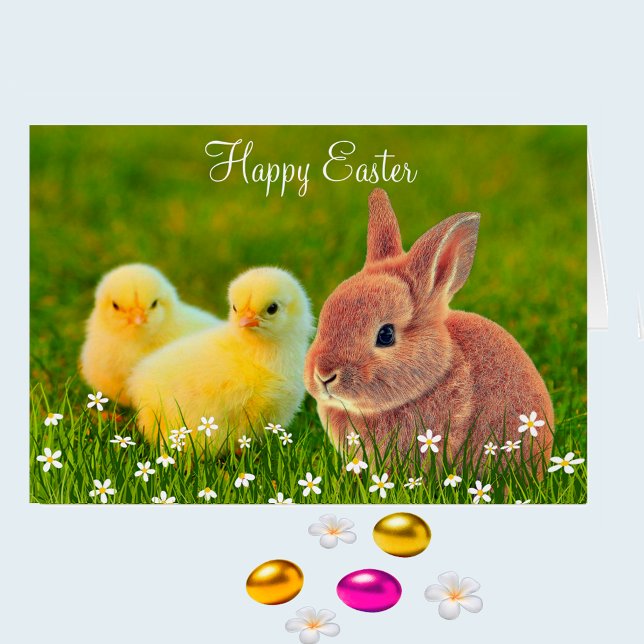 Lapin de Pâques & poussins avec des fleurs (Créateur téléchargé)