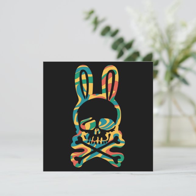 Lapin de Pâques Retro Tie Dye Bunny Ski Cross Bone (Debout devant)