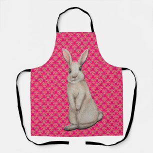 Lapin de Pâques sur le Damas d'or et le tablier de
