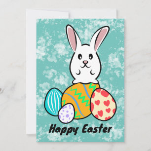 Lapin de Pâques sur les oeufs de Pâques
