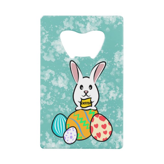 Lapin de Pâques tenant une bannière sur les oeufs  (Devant)