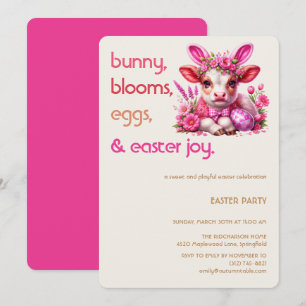 Lapin de Pâques Vache Invitation Fête de Pâques