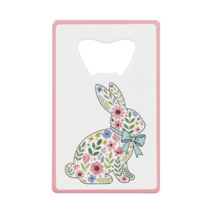 Lapin de printemps aux fleurs sauvages roses et bl