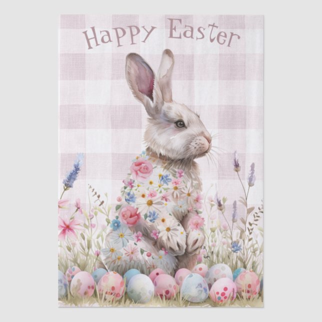 Lapin de printemps de Pâques en papier de soie (Recto)