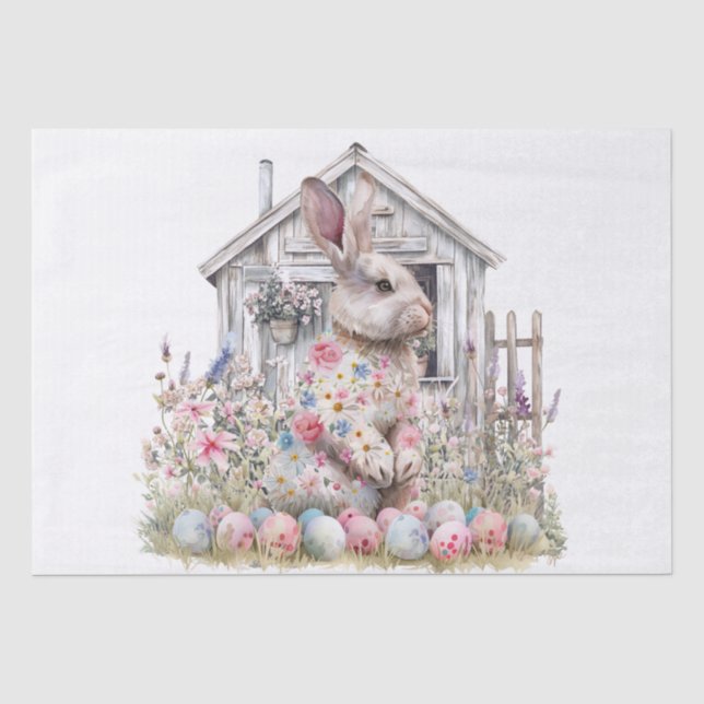 Lapin de printemps de Pâques en papier de soie (Recto)