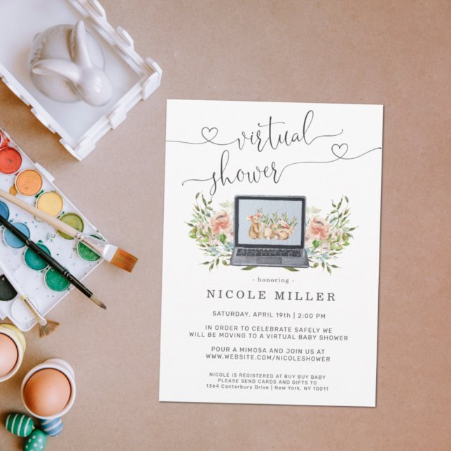 Lapin de printemps | Invitation à une baby shower  (Créateur téléchargé)