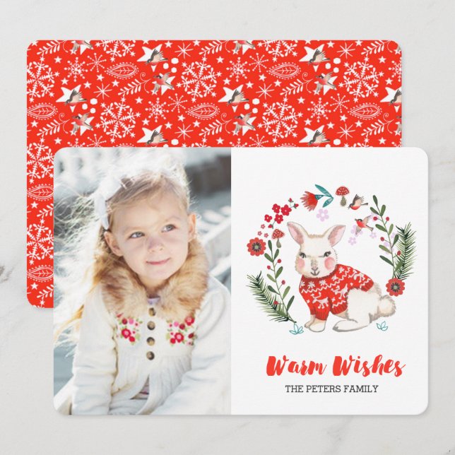 Lapin de vacances de Noël | Cartes d'invitation ph (Devant / Derrière)