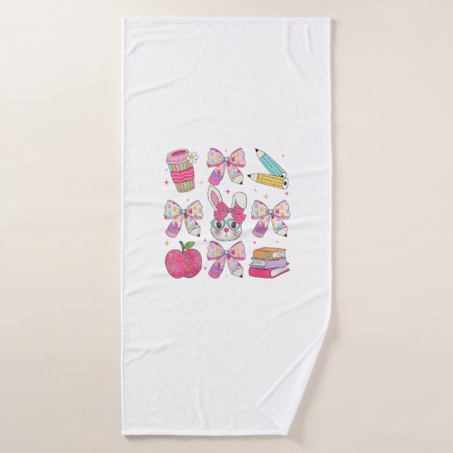 Lapin Drôle Coquette Nœud Papillon Professeur de L (Serviette de bain)