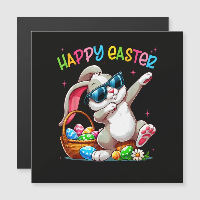 Lapin drôle de Dabbing Pâques Joyeuses Pâques (Devant / Derrière)