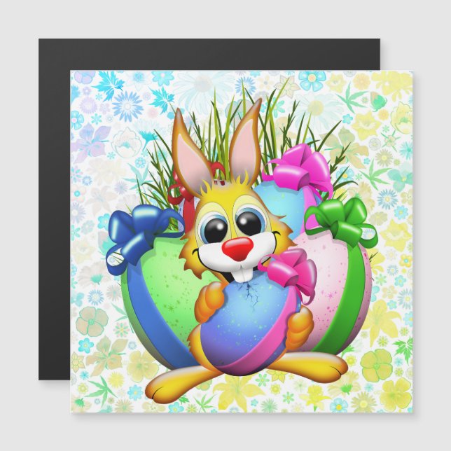 Lapin drôle mordant un œuf de Pâques (Devant / Derrière)