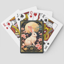 Lapin du Zodiaque Chinois Cartes à Jouer Lune Doré