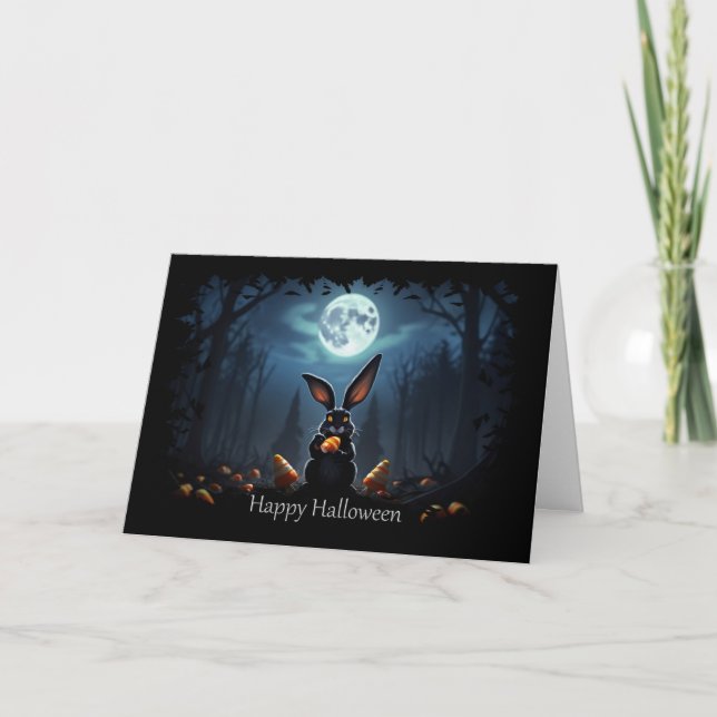 Lapin effrayant avec carte de Halloween en maïs su (Devant)
