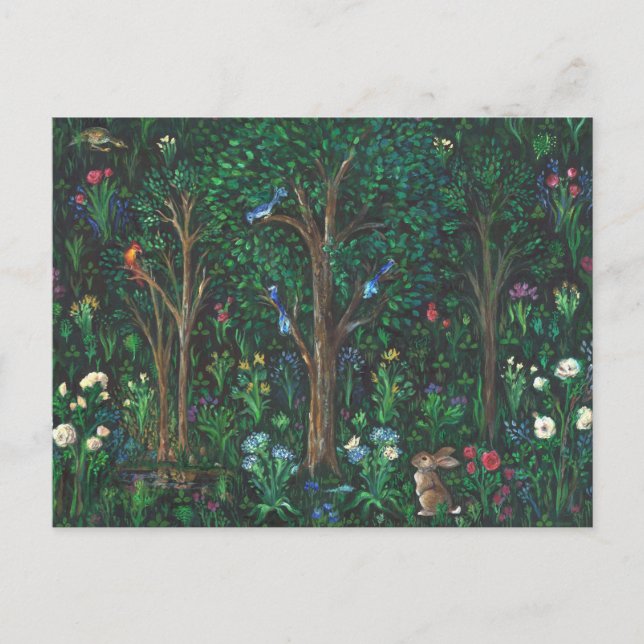 "Lapin en forêt." (Peinture complète) Carte postal (Devant)