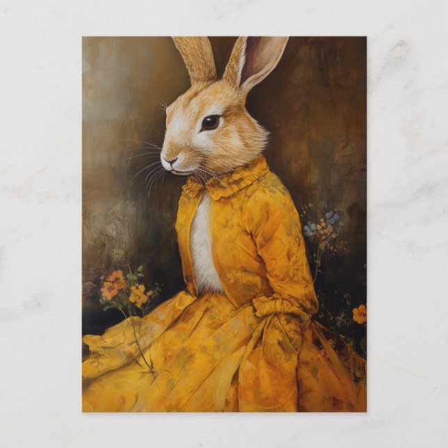 Lapin en robe florale carte postale (Devant)