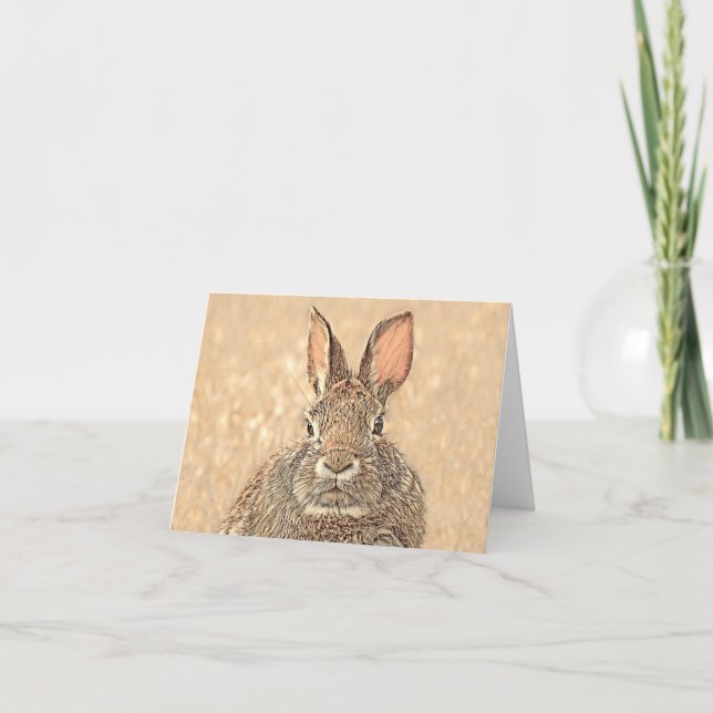 Lapin en rose - Carte de vœux vierge (Devant)