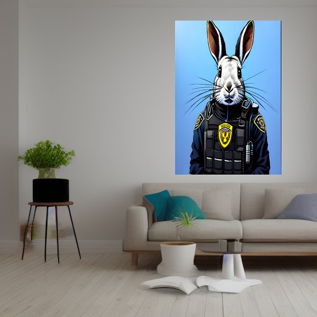 Lapin en uniforme de police | AI Art Poster (Créateur téléchargé)
