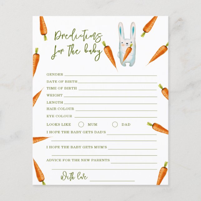 Lapin et carotte - prédictions et conseils bébé (Devant)