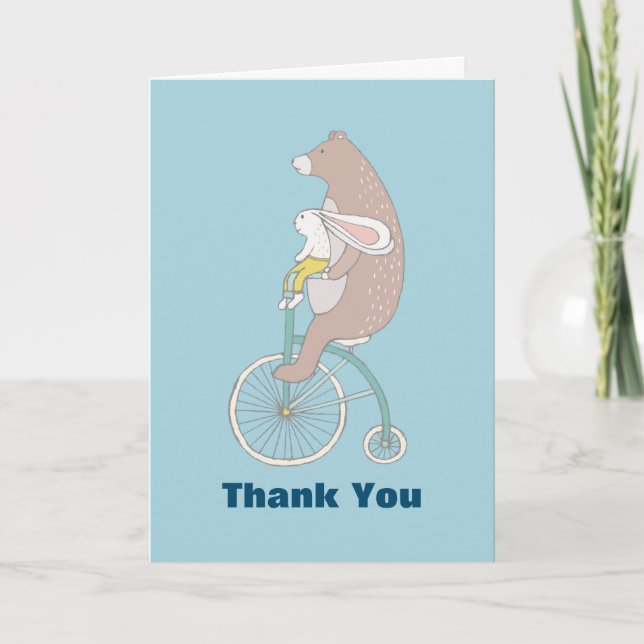 Lapin et Ours Fantaisistes à Bicyclette Merci (Devant)