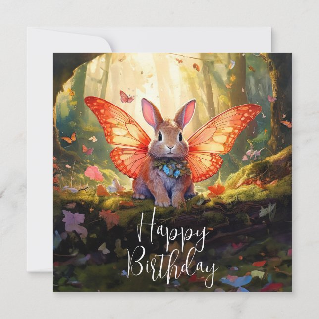 Lapin fantaisiste forêt enchantée Joyeux Anniversa (Devant)