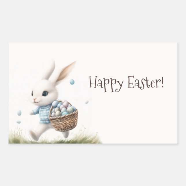 Lapin Fantaisiste Joyeuses Pâques Autocollant | Œu (Devant)