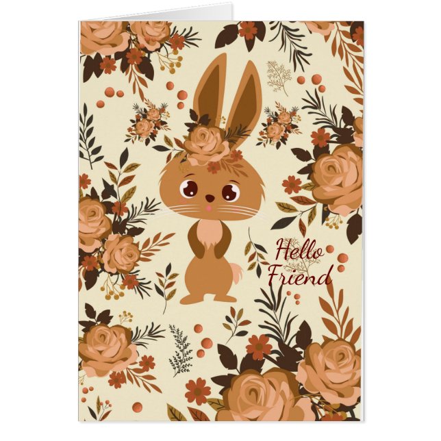 lapin floral marron chocolat (Devant)
