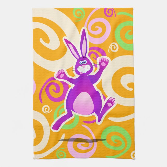 Lapin funky, serviette de cuisine (Vertical)