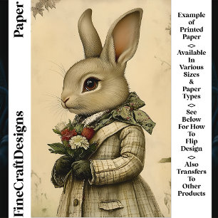 Lapin habillé mignon, Fleurs CK4 Papier de scrapbo