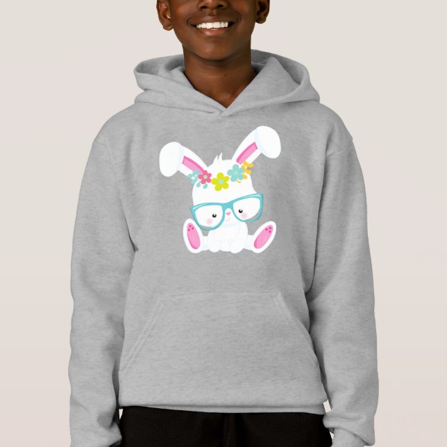 Lapin Hipster, Lapin Avec Lunettes, Lapin, Fleurs (Devant)