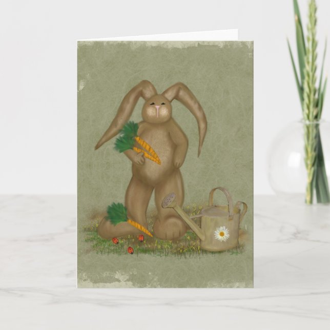 "Lapin Jardin" - Pâques - Printemps - Carte de voe (Devant)