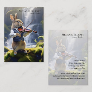 Lapin Jouer Violon - Carte Mignonne Musique Enseig