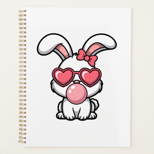 Lapin Kawaii joueur avec bulle de Bubble Gum (Devant)