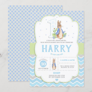 Lapin Lapin 1er anniversaire Invitations Garçons