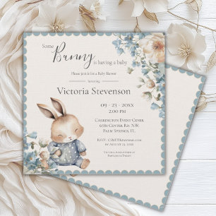 Lapin Lapin Baby shower Floral Bleu