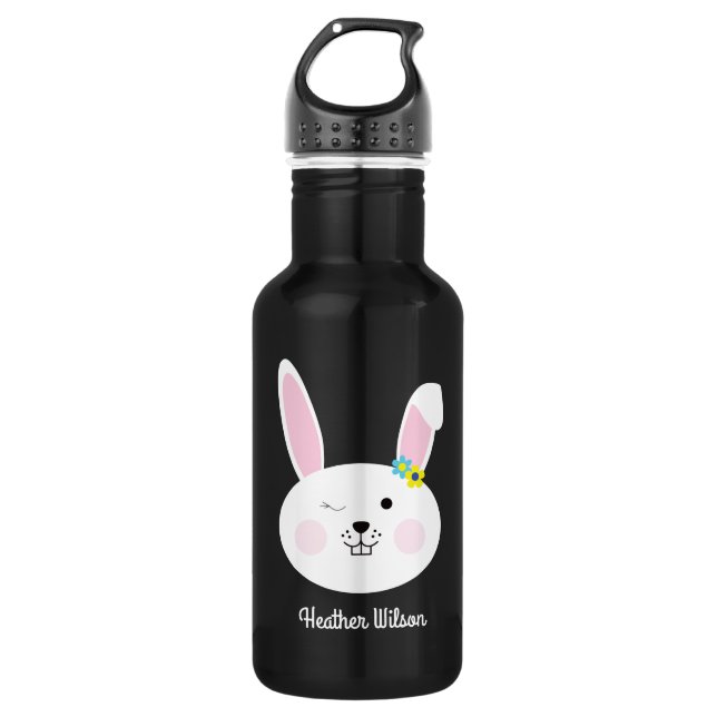 Lapin Lapin Cute Kids Bouteille d'eau avec nom (Devant)