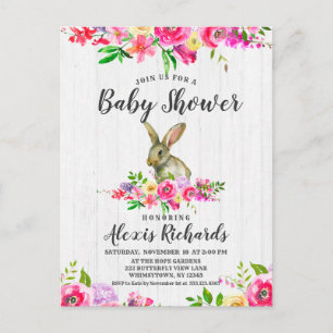Lapin Lapin Floral Baby Girl Douche Invitation