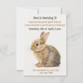Lapin, lapin, invitation d'anniversaire pour les e