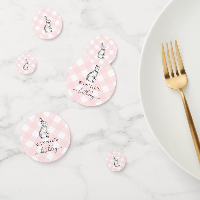 Lapin Lapin Rose En vichy Table Confetti (Groupe)