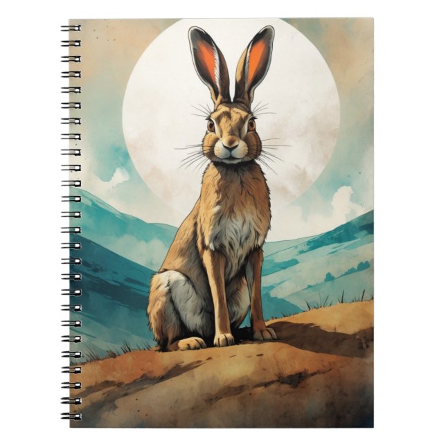 Lapin lièvre sous la Pleine lune | Carnet (Devant)